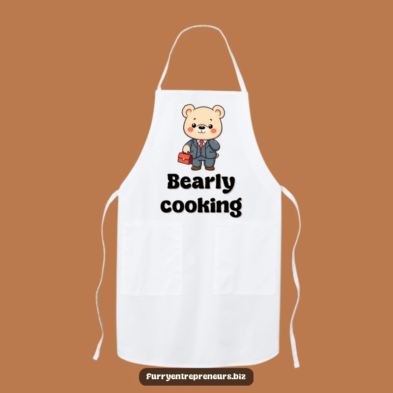 Funny Business Bear Apron: Cook with Professional Humor in Quirky Kitchenwear