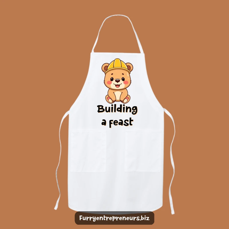 Funny Bear Cub Apron - Little Helper in Construction Gear