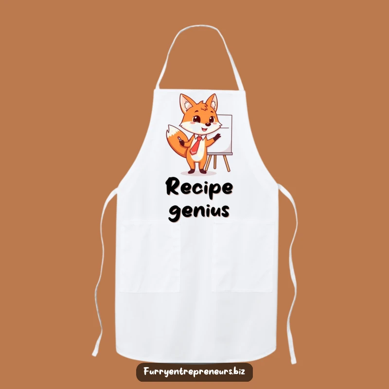 Funny Fox Tie Whiteboard Apron: Present Your Creations!