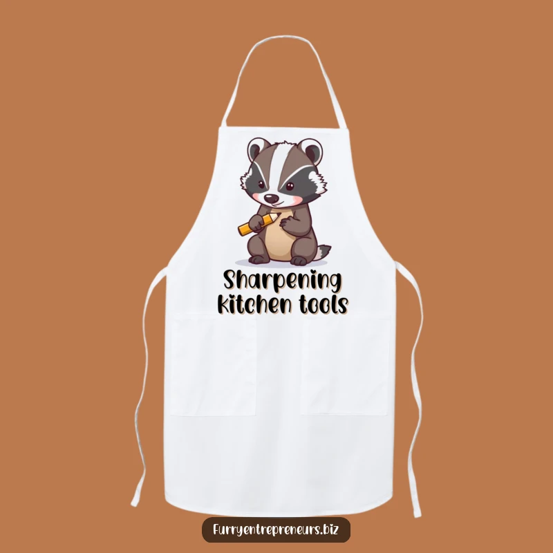 Funny Apron: Badger Sharpening Pencil - Study Hall Humor Gift!