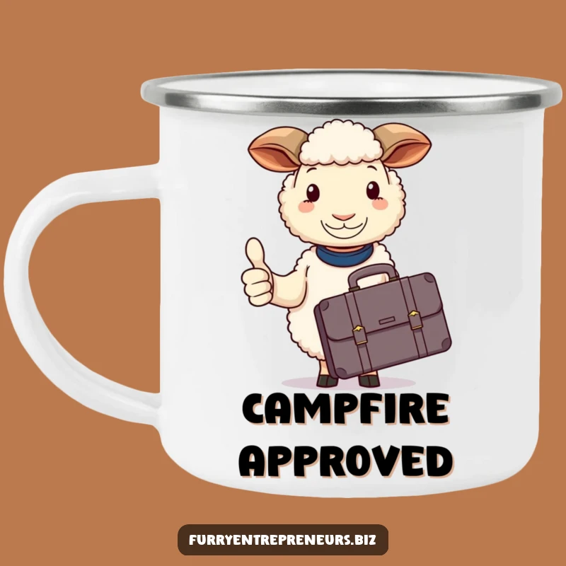 Funny Sheep Briefcase Thumbs Up Camping Mug: Calm Adventures!