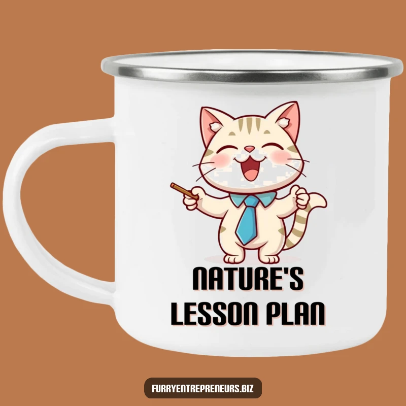 Funny Cat Professor Camping Mug: Educate Your Campsite with Feline Fun