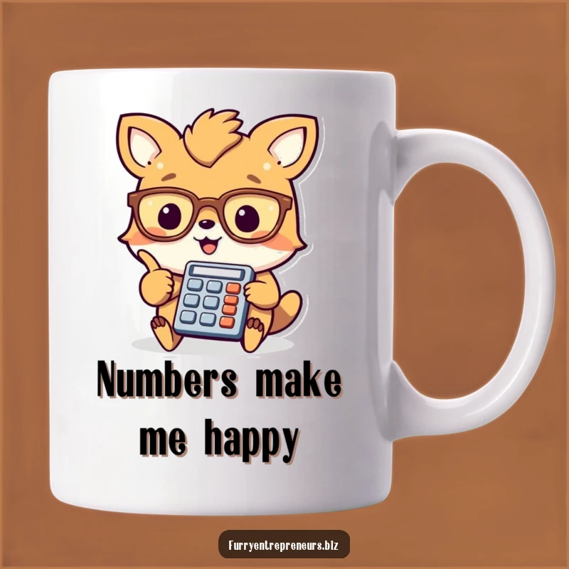 Funny Animal Accountant Mug: Cheerful calculator-pointing animal, perfect funny gift.