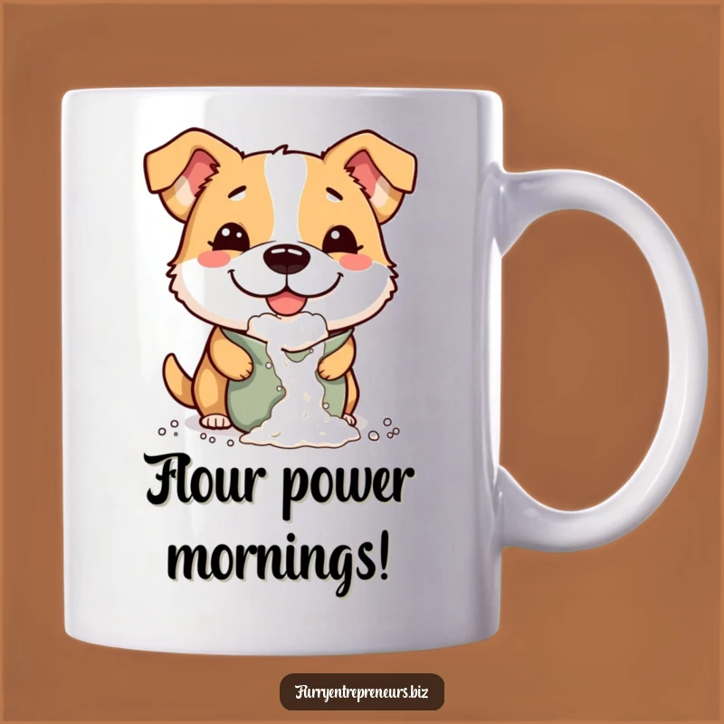 Funny Flour Dog Mug: Mischievous Pup with Big Smile, Perfect Funny Gift for Dog Chaos Lovers
