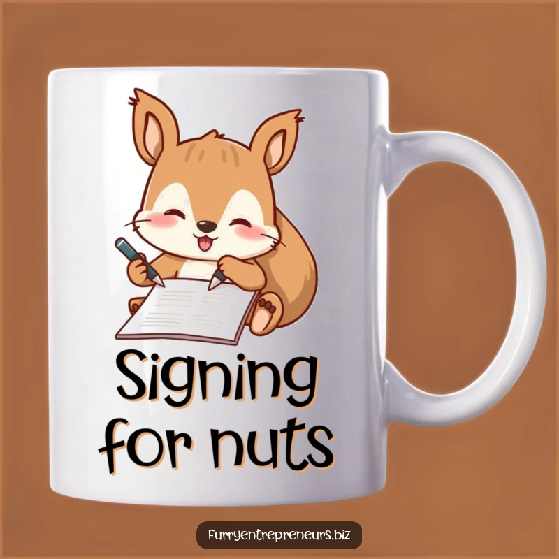 Funny Squirrel Signing Mug: A Hilarious Office Gift for Nutty Professionals