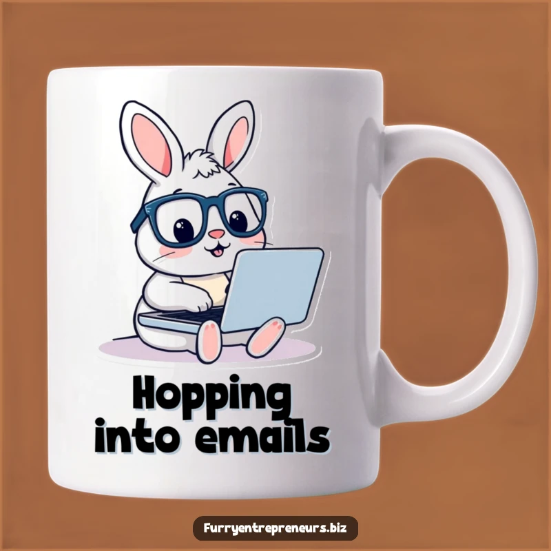 Funny Rabbit with Glasses Laptop Mug - Witty Writer Gift