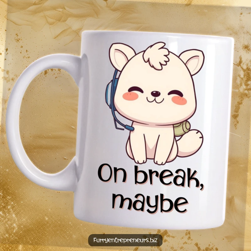 Funny animal customer service mug, a playful creature with a headset grins while taking a call, symbolizing excellent communication.