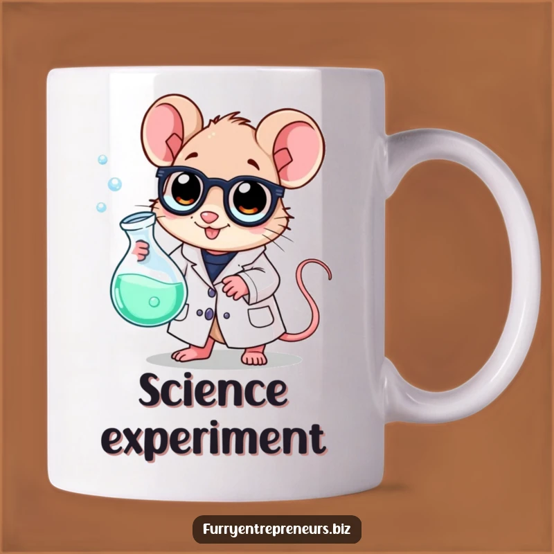 Funny Scientist Mouse Mug: Bubbling Beaker Lab Coat Humor, Perfect Science Gift