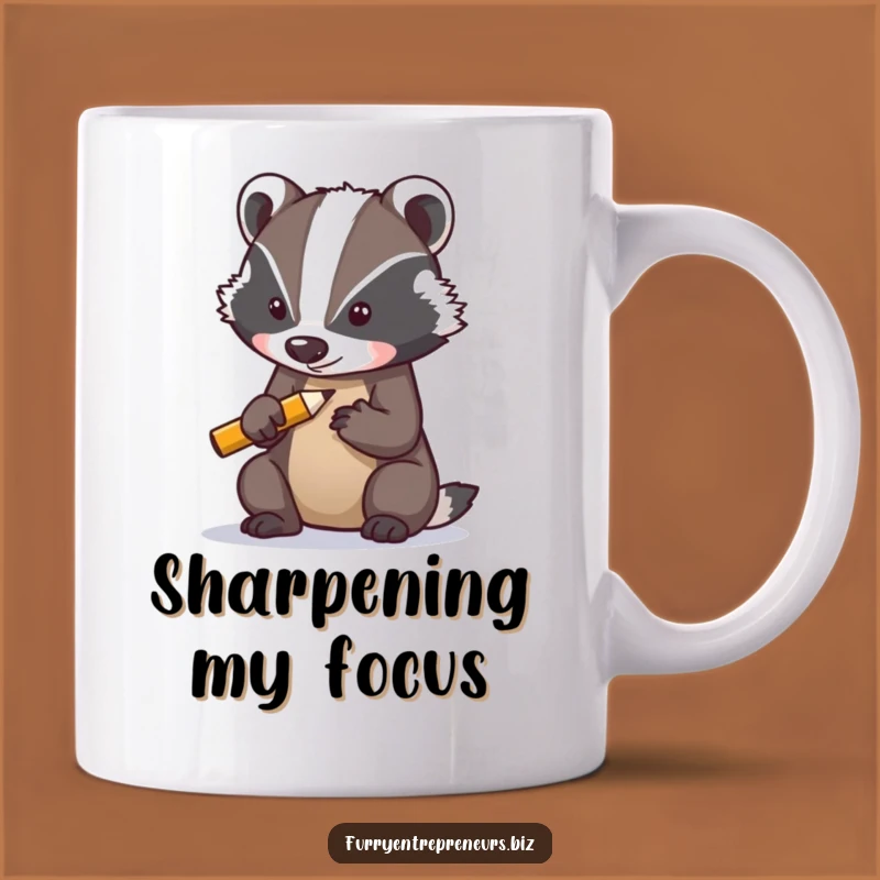 Funny Badger Sharpening Pencil Mug - Determined Student Humor Gift!