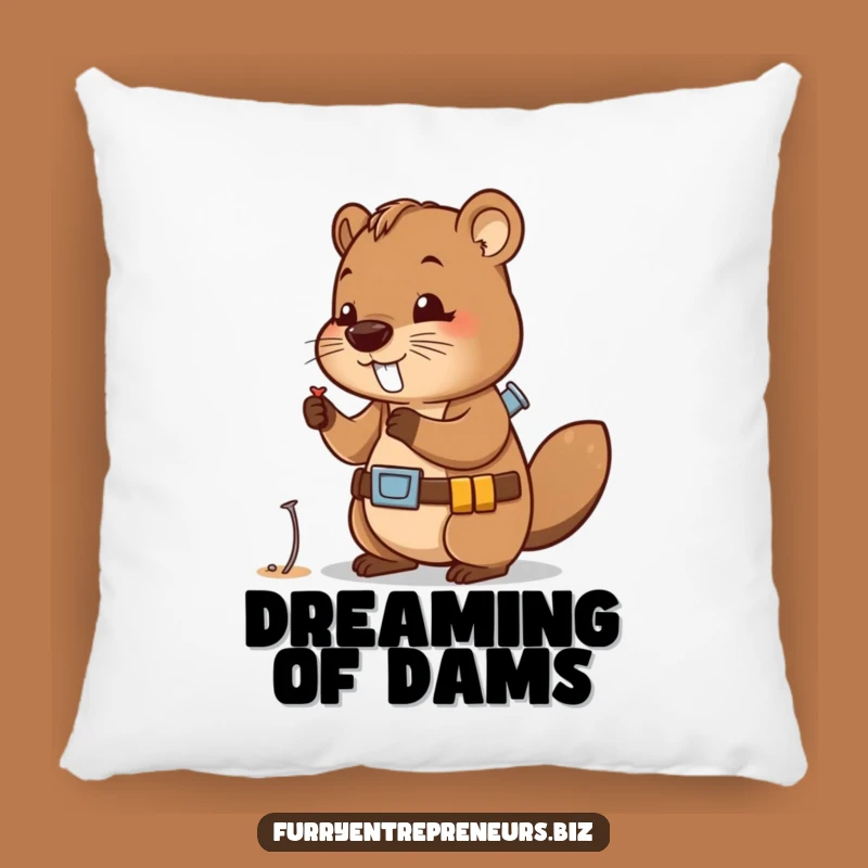 Funny Beaver Builder Pillow: Cozy Comfort for the Handyman at Heart