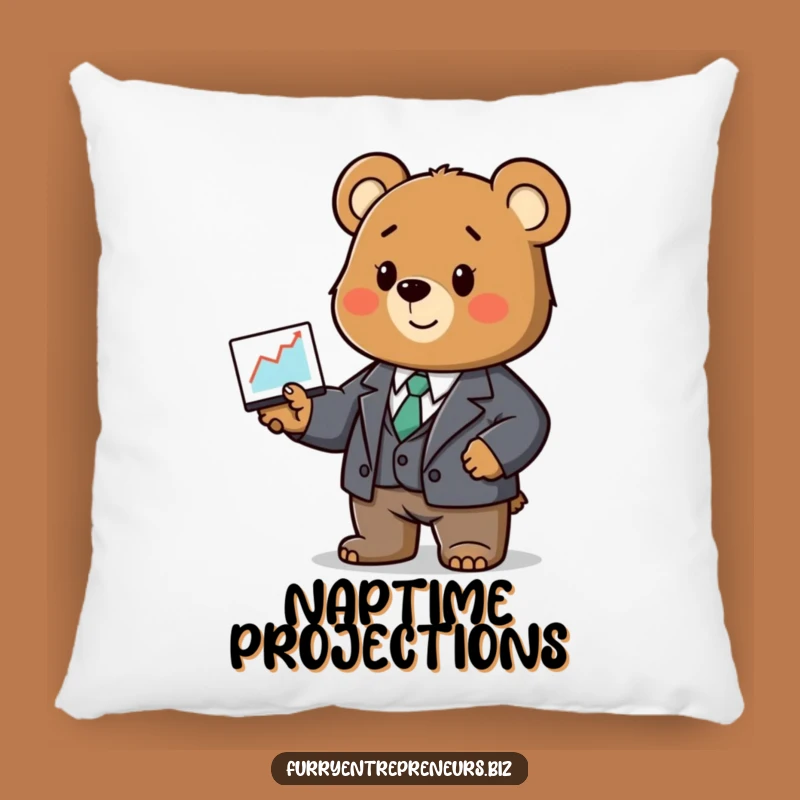 Funny Bear Business Graph Pillow: Comfy & Hilarious Desk Mate!