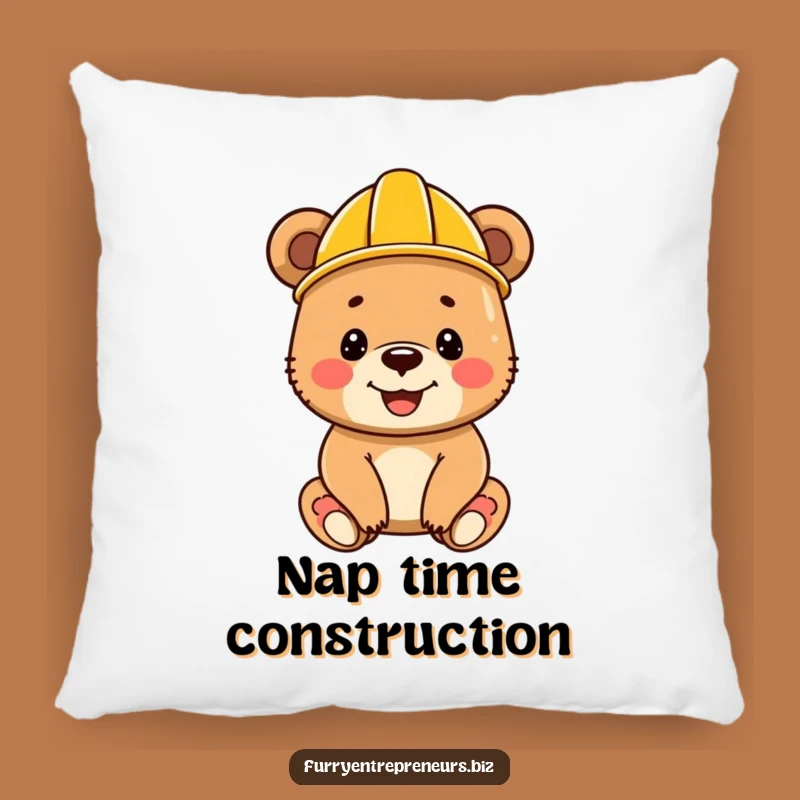Funny Bear Cub Pillow - Cozy Comfort for Your Little Builder