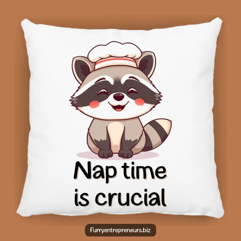 Funny Chef Raccoon Pillow: Cozy Comfort with Hilarious Kitchen Vibes