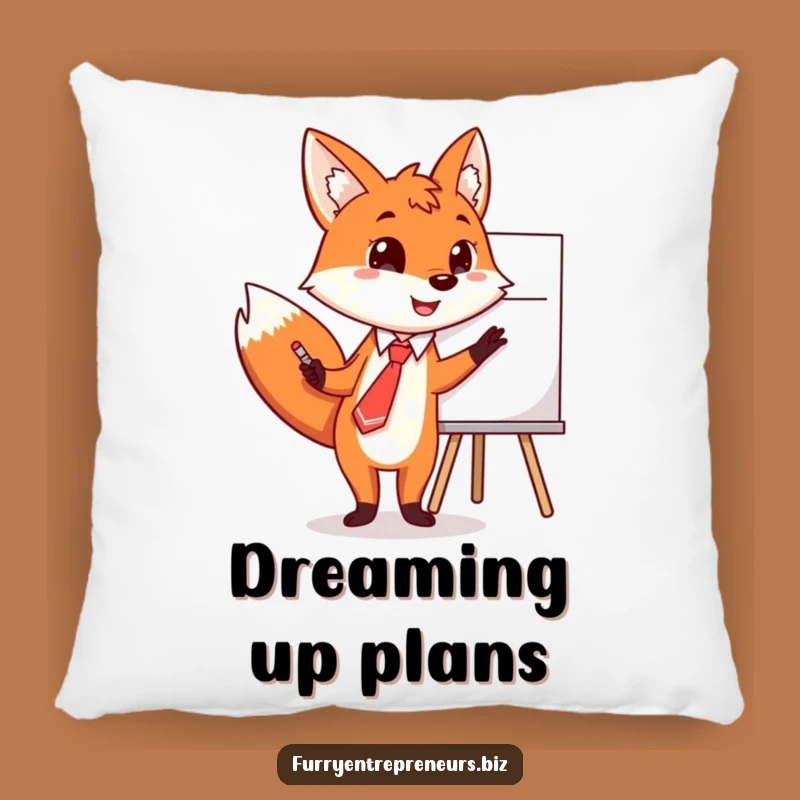 Funny Fox Tie Whiteboard Pillow: Cozy & Clever Decor!