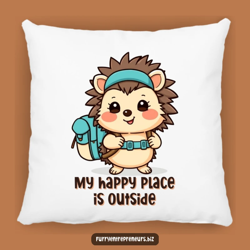 Funny Hedgehog Pillow - Cozy Backpack Hiking Character Cushion Gift