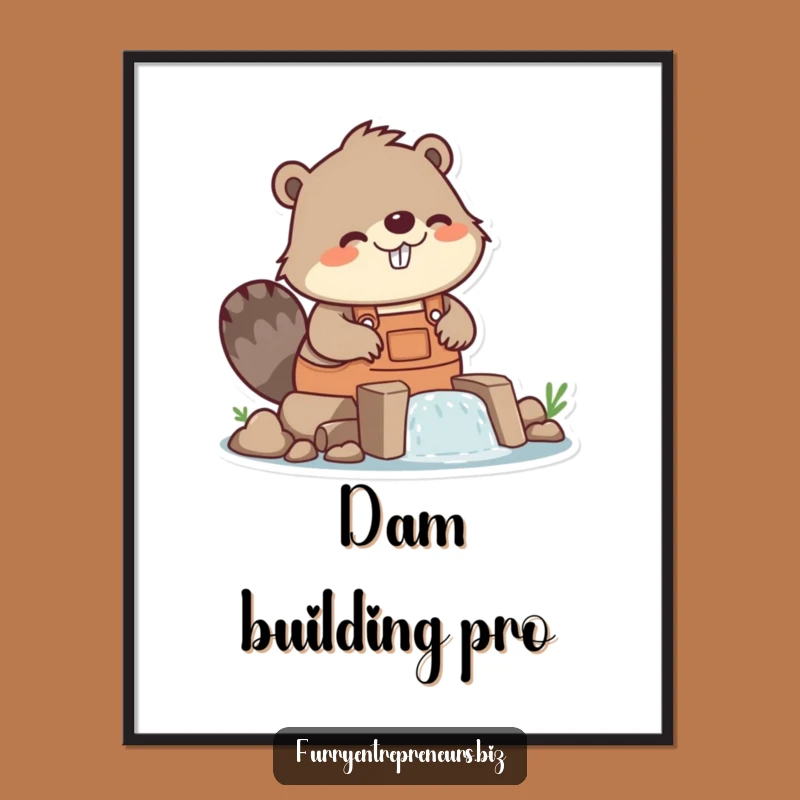 Funny Beaver Builder Dam Digital Art - Instant Construction Humor Decor