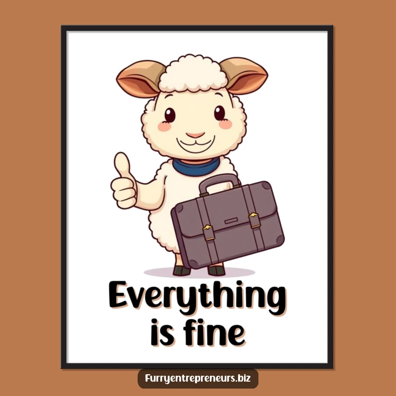 Funny Sheep Briefcase Thumbs Up Digital Art: Instant Calm Success!