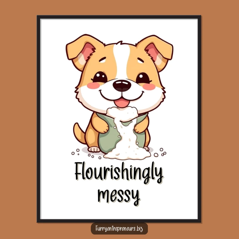 Funny Flour Dog Digital Art: Mischievous Pup Download for Framing