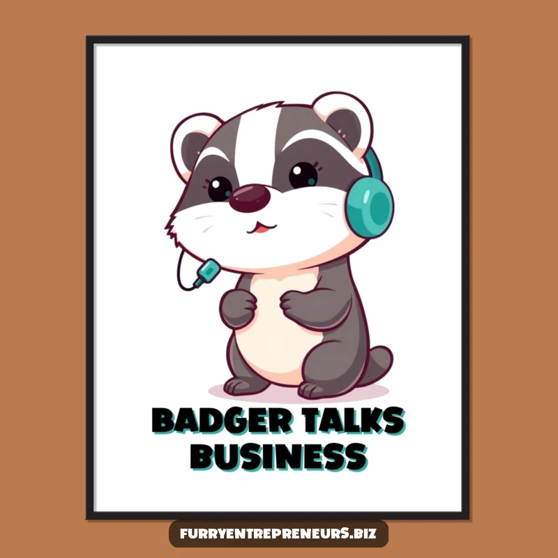Funny Badger Presentation Digital Art: Instant Focused Critter Download for Your Walls