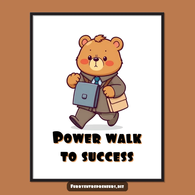 Funny Bear Business Digital Art: Instant Determined Motivation