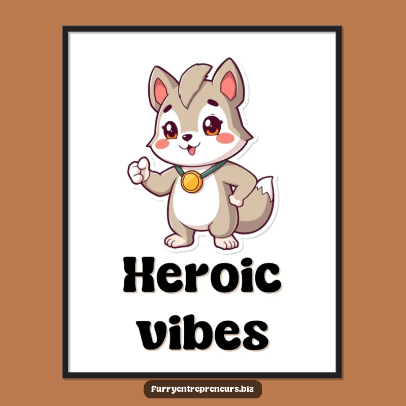 Funny Hero Animal Digital Art: Proud Medal Character Wall Gift