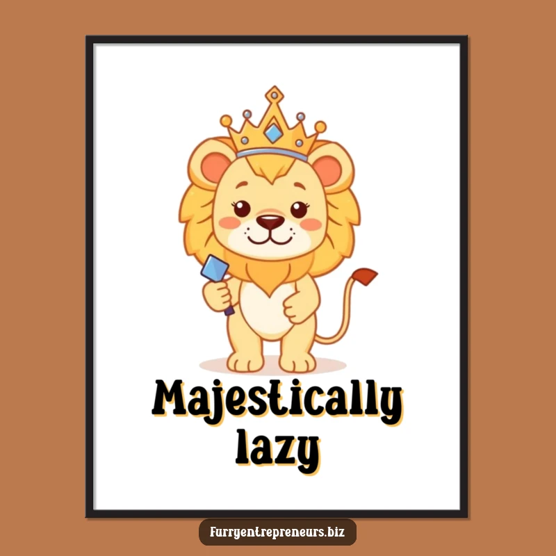Funny Lion King Digital Art - Majestic Regal Print Gift