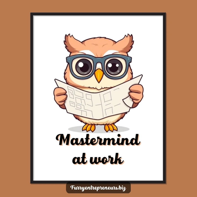 Funny Owl Blueprint Art Print - Creative Owl Designing Decor