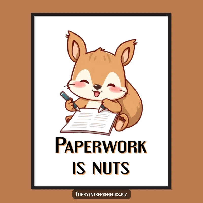 Funny Squirrel Signing Digital Art Print: Bring Witty Office Humor Home