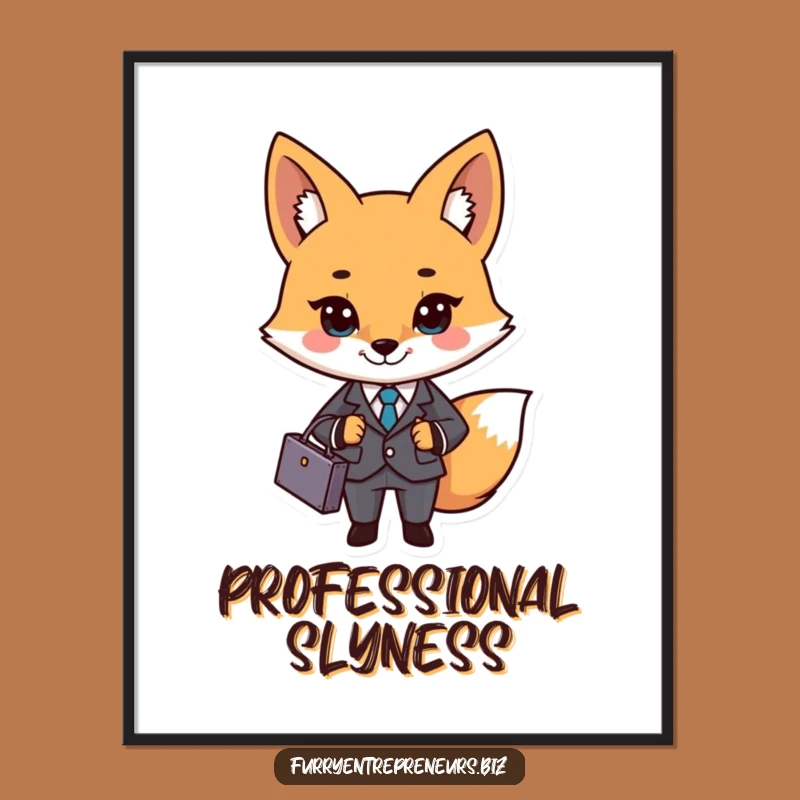 Professional Business Fox Digital Art Print: Chic Office Decor, Perfect Funny Gift Idea