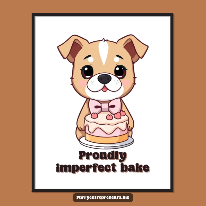 Funny Determined Dog Digital Art: Lopsided Cake Download for Framing