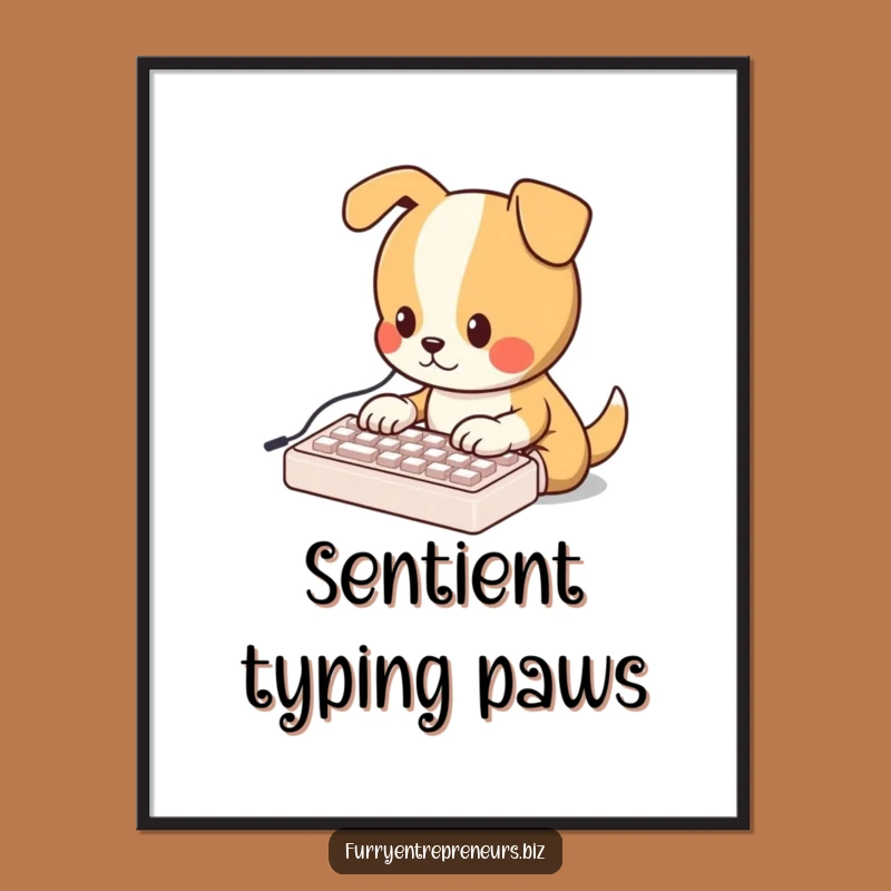 Funny Dog Typing Art Print: Adorable Dog Mini Keyboard Design, Instant Funny Gift!