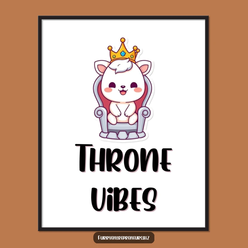 Funny King Animal Digital Art: Smiling Royal Character Wall Gift