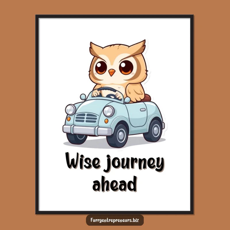 Funny Owl Driving Car Print - Instant Cute Animal Decor Download