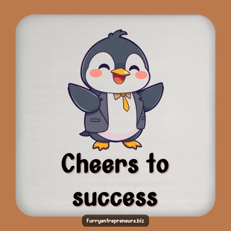 Funny Penguin Suit Handshake Coaster - Professionalism with a Touch of Fun