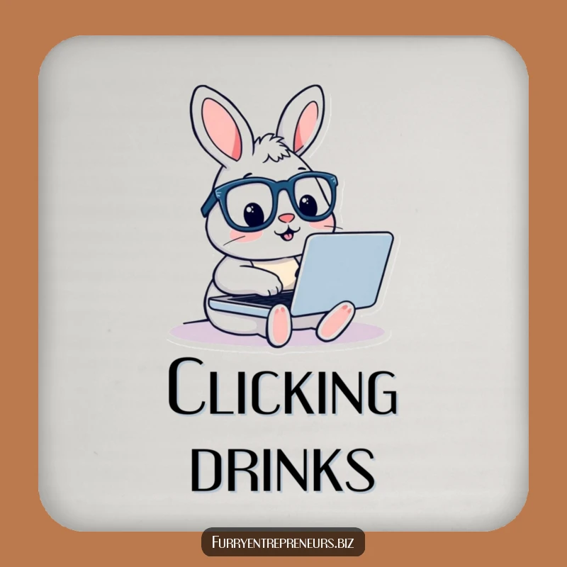 Funny Rabbit with Glasses Drink Coaster - Protect Surfaces with Wit