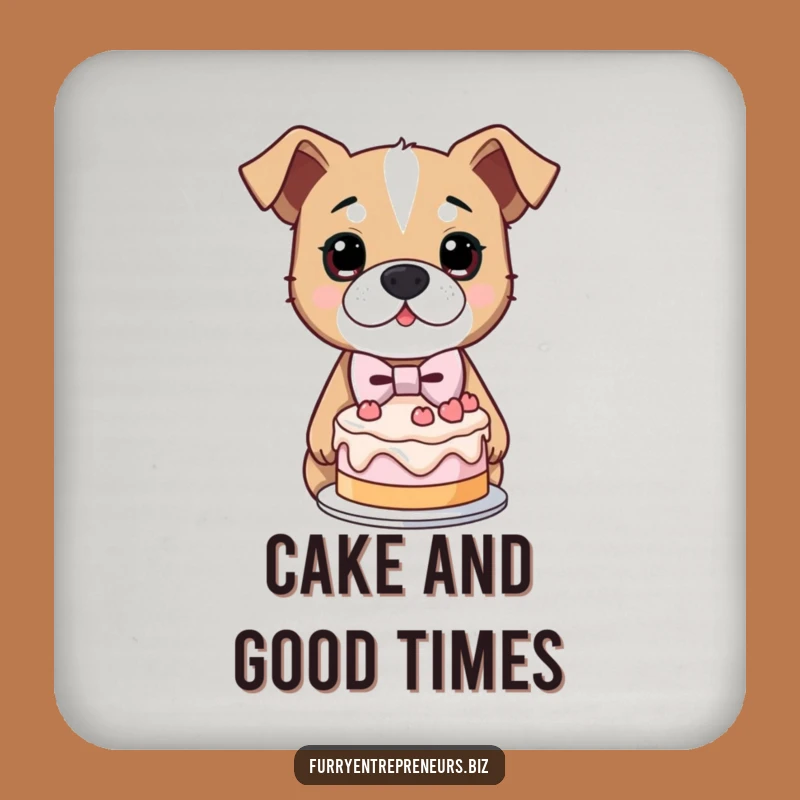 Funny Determined Dog Coasters: Protect Surfaces with Lopsided Cake Charm