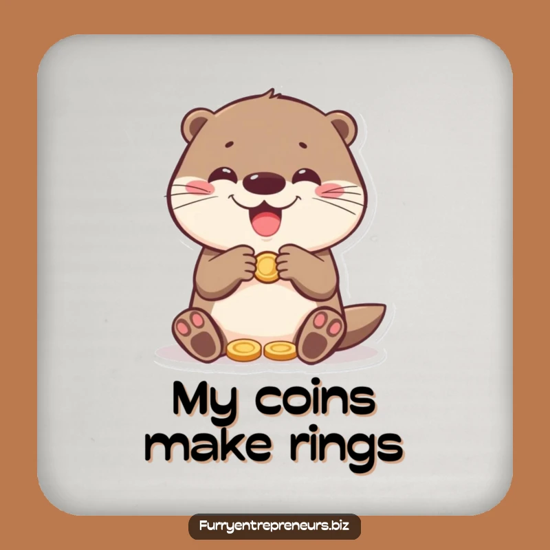 Funny Otter Counting Coins Drink Coasters: Protect Surfaces with Humor!