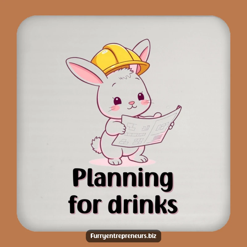 Funny Bunny Builder Coaster: Construction Inspector Drink Protector Gift