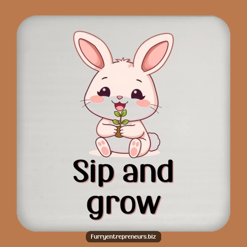 Funny Rabbit Gardener Coaster: Protect Surfaces with Natural Charm