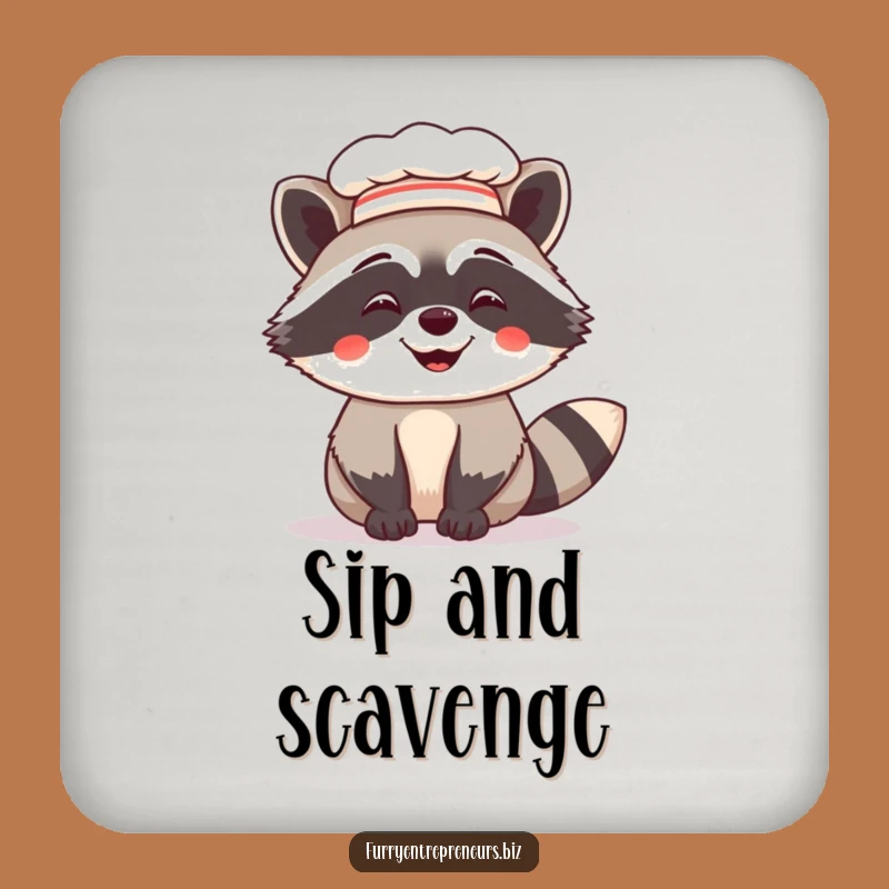 Funny Chef Raccoon Coaster: Protect Surfaces with Hilarious Kitchen Flair