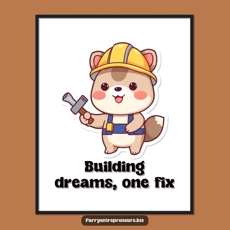 Funny Construction Animal Poster: Building Happiness, Artistic Funny Gift