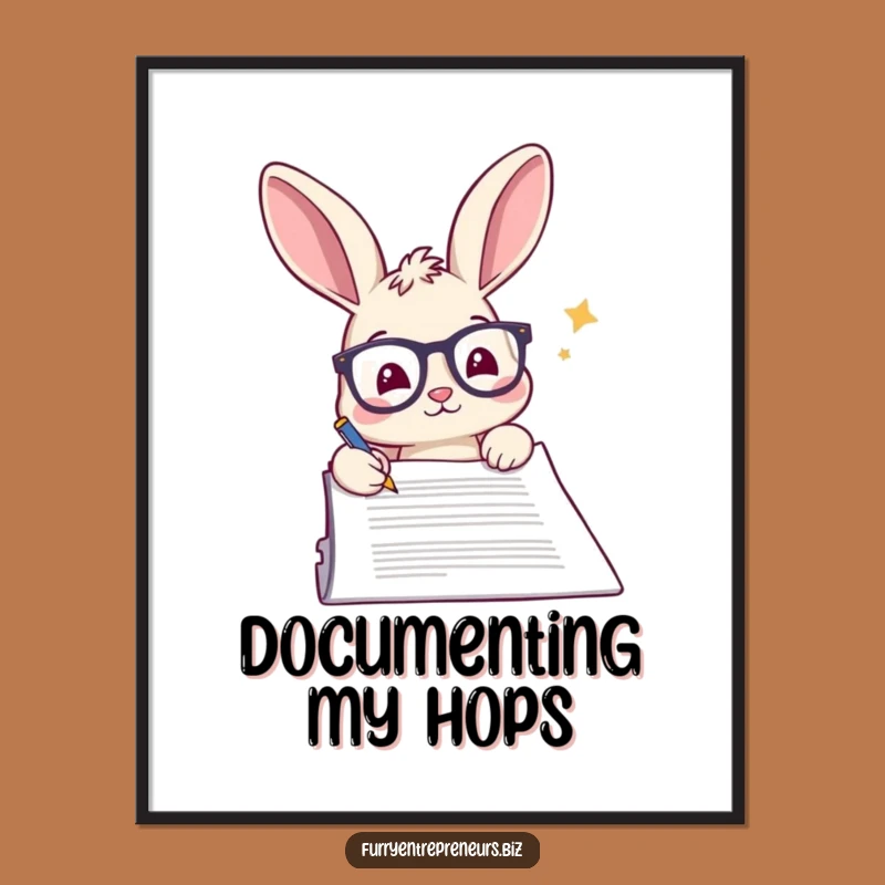 Funny Rabbit Glasses Document Poster: Decorate with Diligence!