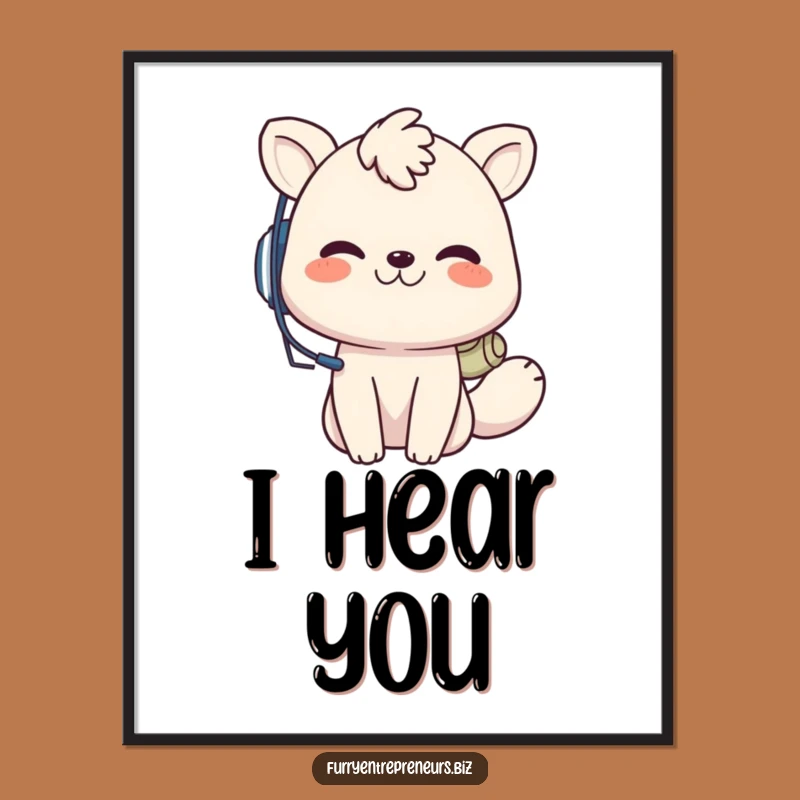 Funny Animal Call Center Poster: Grinning headset art, perfect funny gift.