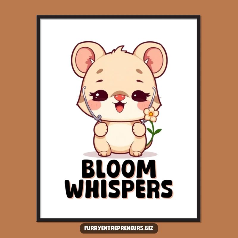 Funny Animal Doctor Poster: Delighted Flower Listening Art Gift
