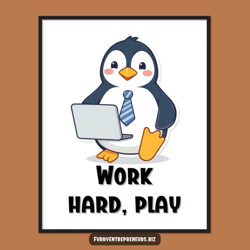 Funny Penguin Tie Poster: Decorate Your Space with This Professional Bird Art