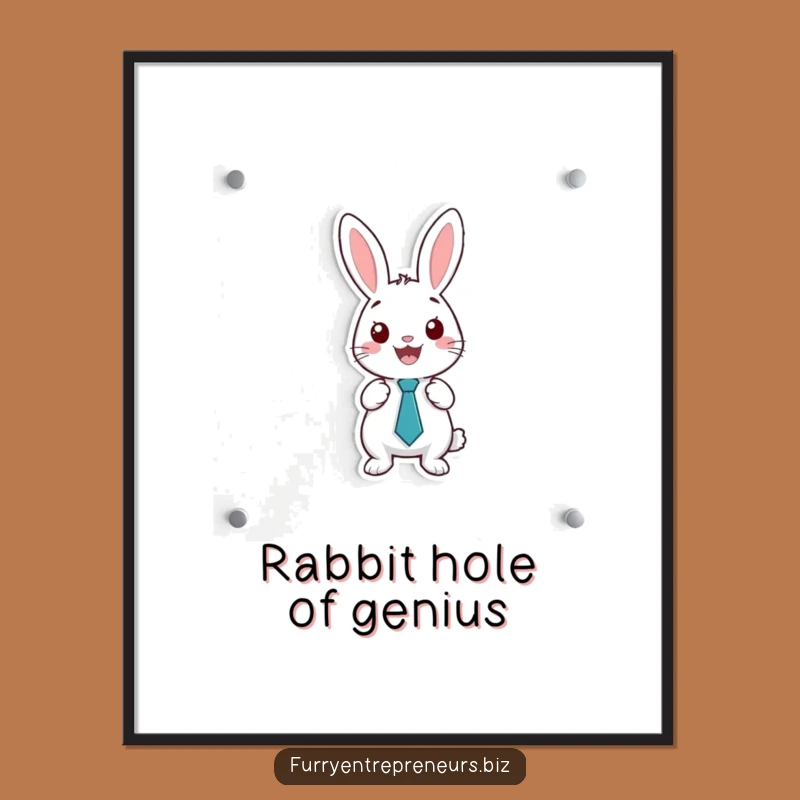 Funny Rabbit Whiteboard Poster: Tiny Tie Rabbit Presentation Art, Unique Funny Gift!