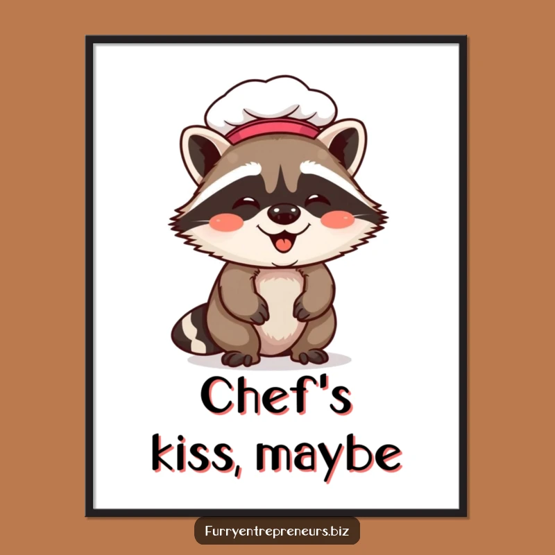 Funny Raccoon Chef Poster: Add Culinary Humor to Your Walls with This Art