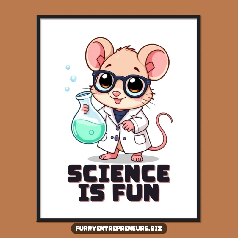 Funny Scientist Mouse Poster: Bubbling Beaker Lab Art, Hilarious Science Funny Gift