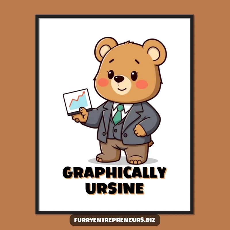 Funny Bear Business Graph Poster: Hilarious Office Decor!