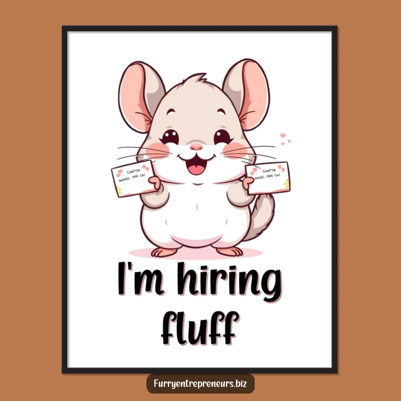 Funny Chinchilla Poster: Decorate with this Cheerful Business Card Distributing Character